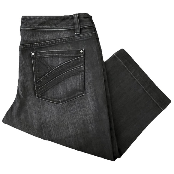 White House Black Market Women's Pedal Pusher 10 Black Wash Blanc Stretch Crop - Picture 1 of 13